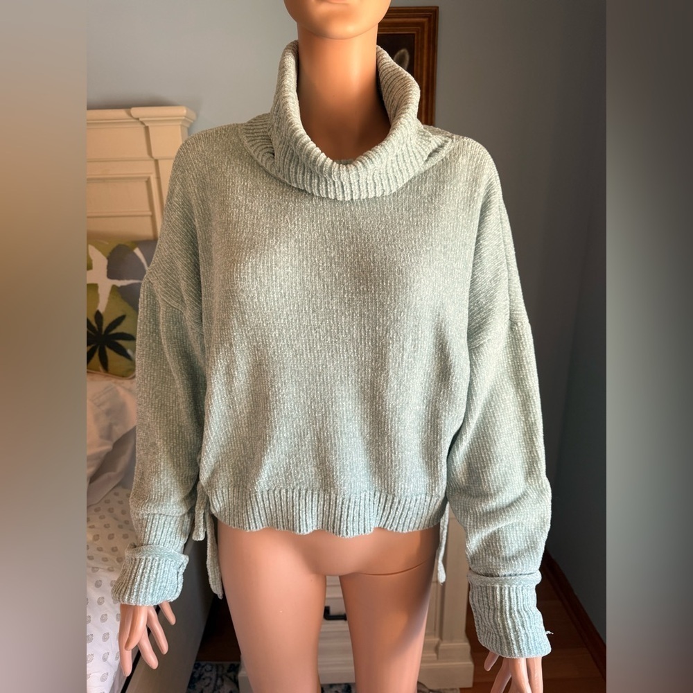 Blush & Bloom Chenille Cowl Neck Women’s Sweater XL Mint Green Oversized Soft